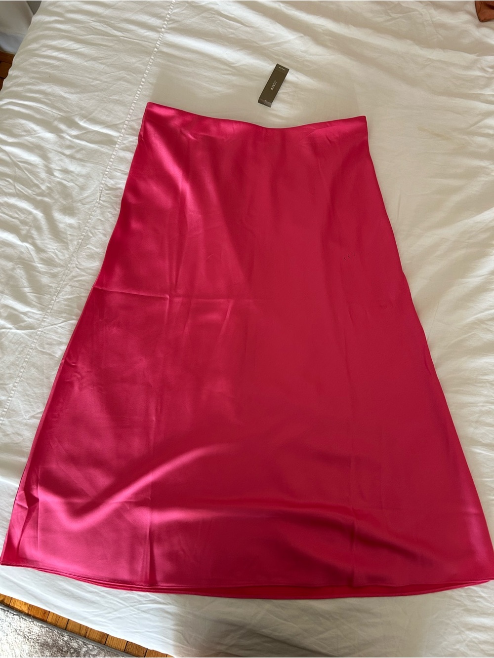 J. Crew Hot Pink A-Line Satin Midi Skirt